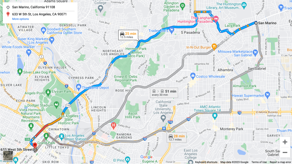 Directions to our office from San Marino ca